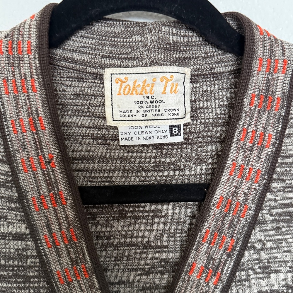 Vintage 60s 70s 100% Wool Cardigan Vest by Tokki Tu - Picture 3 of 6